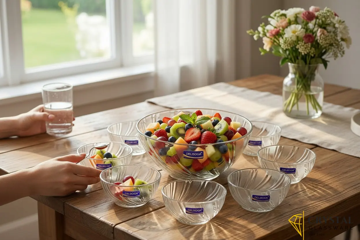 Delisoga 7pcs glassware bowl set